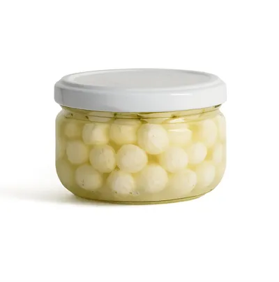 MilkBiotic A2 Labneh Balls in glass jar with white cap